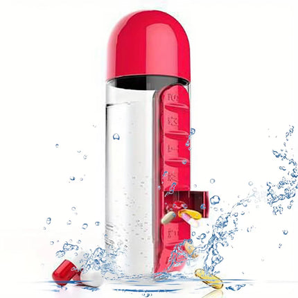 Draagbare Waterfles met Pillendoos - Outdoor & Reizen