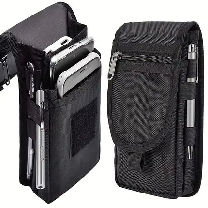Flip Phone Bag with Three Compartments for Casual Pen Insertion and Waist Hanging Men'S Belt Loop Pouch Large Capacity Wallet