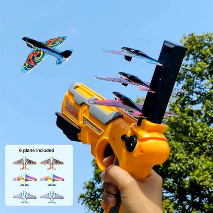 Airplane Launcher Bubble Catapult Toy – Fun Shooting Game with 6 Mini Planes for Kids