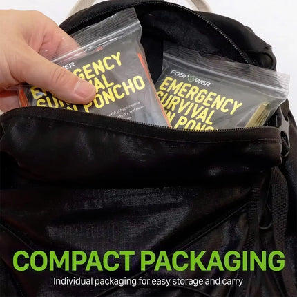 Emergency Rain Poncho Hood Reusable Weather Resistant Raincoat Men Women Camping Hiking Outdoor Survival Waterproof Travel Gear