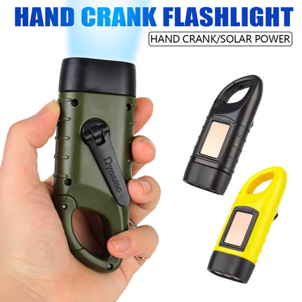 Hand Crank Dynamo Solar Power for Outdoor Camping Mountaineering Torch Lantern Professional Portable Tent Light LED Flashlight