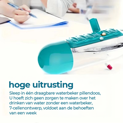Draagbare Waterfles met Pillendoos - Outdoor & Reizen