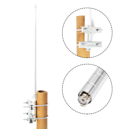 UHF 70Cm 400-470Mhz Fiberglass Antenna GMRS Base Antenna with Ground Plane Antenna Kit for Ham Radio Repeater Mobile Transceiver