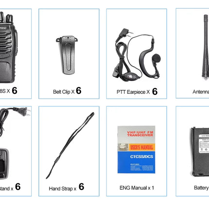 Originele 888S Walkie-Talkies - 6 Stuks, 10KM Bereik