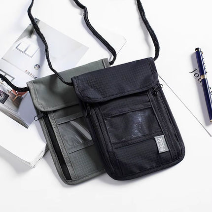 1 Pcs Waterproof RFID Nylon Storage Bag Travel Document Card Passport Bag Neck Wallet Money Document Card Passport Pouch