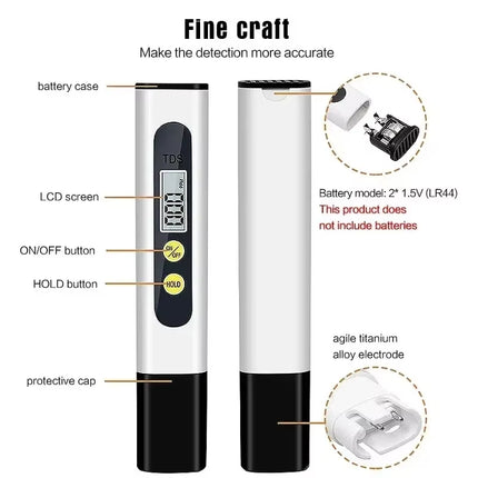 TDS Meter Digital Water Tester 0-9990Ppm Drinking Water Quality Analyzer Monitor Filter Rapid Test Aquarium Hydroponics Pools