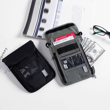 1 Pcs Waterproof RFID Nylon Storage Bag Travel Document Card Passport Bag Neck Wallet Money Document Card Passport Pouch