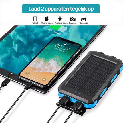 Waterdichte Solar Powerbank 20000mAh - Outdoor Noodkit