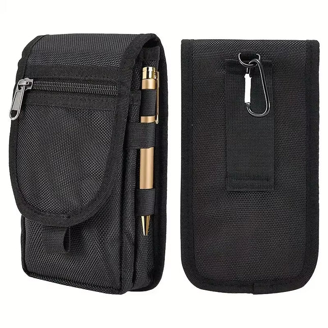 Flip Phone Bag with Three Compartments for Casual Pen Insertion and Waist Hanging Men'S Belt Loop Pouch Large Capacity Wallet