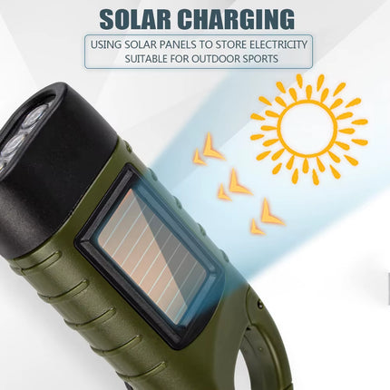 Hand Crank Dynamo Solar Power for Outdoor Camping Mountaineering Torch Lantern Professional Portable Tent Light LED Flashlight