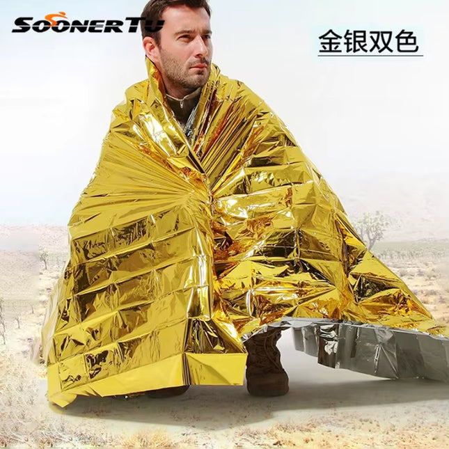 160*210Cm Outdoor Emergency Survival Blanket Waterproof Foil Thermal Space Lifesaving Sliver Blanket