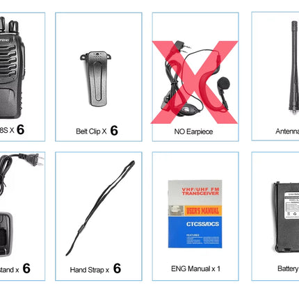 Originele 888S Walkie-Talkies - 6 Stuks, 10KM Bereik