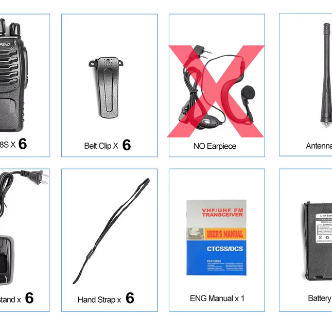 Originele 888S Walkie-Talkies - 6 Stuks, 10KM Bereik