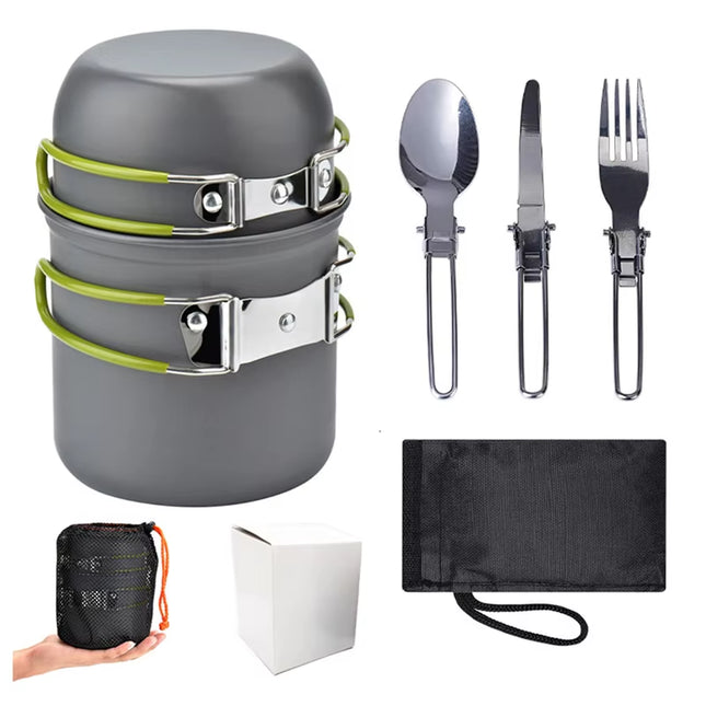 Camping Cookware Set Outdoor Pot Tableware Kit Cooking Water Kettle Pan Travel Cutlery Utensils Hiking Picnic Tourist