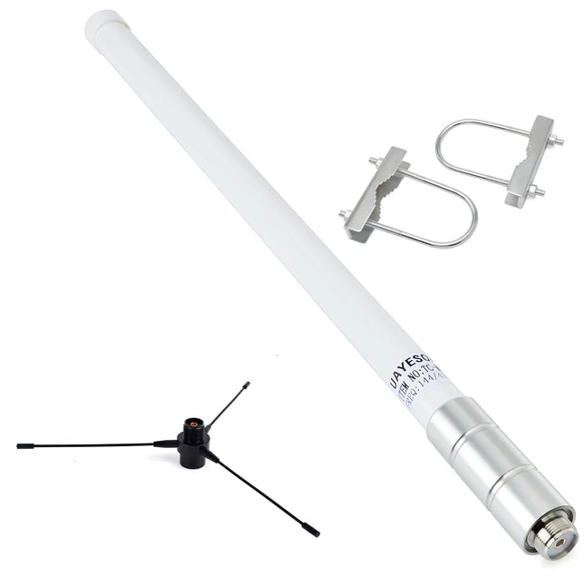 UHF 70Cm 400-470Mhz Fiberglass Antenna GMRS Base Antenna with Ground Plane Antenna Kit for Ham Radio Repeater Mobile Transceiver