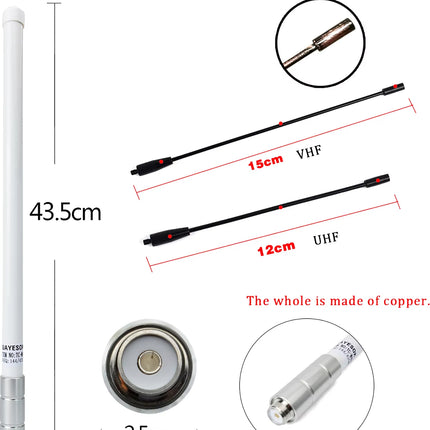 UHF 70Cm 400-470Mhz Fiberglass Antenna GMRS Base Antenna with Ground Plane Antenna Kit for Ham Radio Repeater Mobile Transceiver
