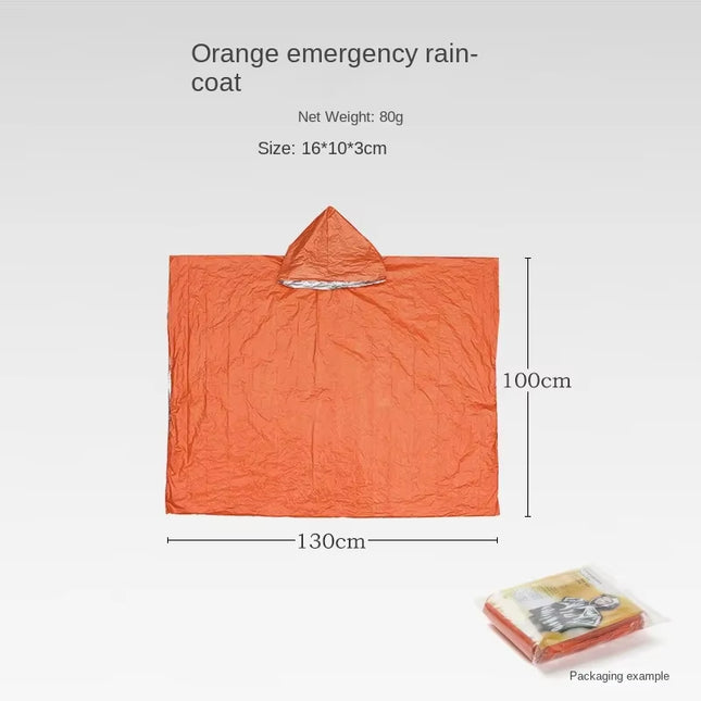 Emergency Rain Poncho Hood Reusable Weather Resistant Raincoat Men Women Camping Hiking Outdoor Survival Waterproof Travel Gear