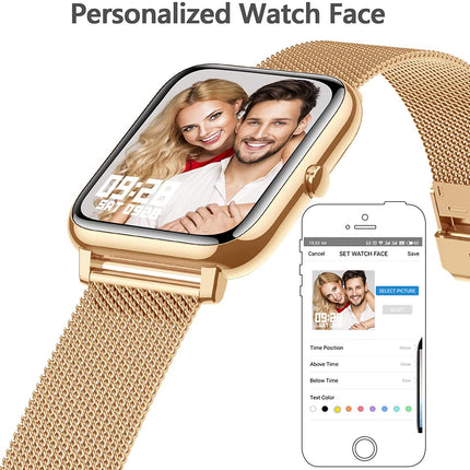 Smart Watch, Fitness Tracker with Heart Rate Monitor, Blood Pressure, Blood Oxygen Tracking, 1.4 Inch Touch Screen Smartwatch Fitness Watch for Women Men Compatible with Android Ios
